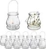 Photophores Relaxdays, lot de 12, en verre, avec anse pour Voir les images du produit 1
