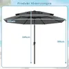 A diagram showing the dimensions of a patio umbrella against a beach background. Náhled obrázku produktu