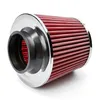 A close-up studio shot of a red cone-shaped sport air filter with a chrome and black connector. Anteprima dell’immagine prodotto