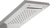 A close-up, angled view of a modern, brushed metal shower head. Podgląd zdjęcia produktu