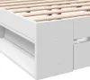 vidaXL Cadre de lit avec tiroirs Blanc 120x200 cm Bois Voir les images du produit 9