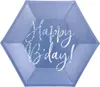 Piatto di carta Happy B'day! 20cm blu set di 6 Anteprima dell’immagine prodotto 1