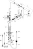 An exploded diagram of a kitchen faucet assembly, showing individual parts and their numerical labels. Produktbild-Vorschau