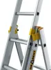 A close-up view of a section of an aluminum ladder, showing its construction and locking mechanisms. Produktbild-Vorschau