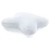 A light blue and white pillow with a wave-like pattern. Produktbild-Vorschau