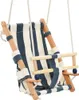 Babyschaukel mit Sicherheitsgurt Baumwolle Holz Blau Produktbild-Vorschau 2