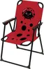 A red camping chair with a ladybug design. Produktbild-Vorschau