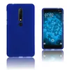 Product shot of a blue phone case and a blue smartphone. Produktbild-Vorschau