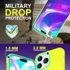 A person is running on a beach, with a phone case in the foreground. The bottom part of the image shows close-ups of the phone case's screen lips and camera bezels. Produktbild-Vorschau