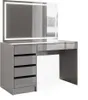 A modern, gray vanity table with a large LED-lit mirror. Produktbild-Vorschau