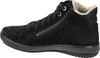 A side view of a black suede boot with a zipper and fur lining. Anteprima dell’immagine prodotto
