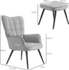 HOMCOM Ohrensessel mit Hocker, Relaxsessel, Loungesessel Produktbild-Vorschau 3