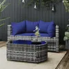 vidaXL 3-tlg. Garten-Lounge-Set mit Kissen Grau Poly Rattan Produktbild-Vorschau 2
