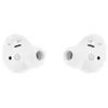 A pair of white wireless earbuds, labeled 'L' and 'R', are shown against a white background. Produktbild-Vorschau
