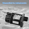 A black electrical adapter is shown on a wet surface, with water splashing around it. Text at the top indicates it is waterproof for outdoor use. Produktbild-Vorschau