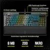 A Corsair K100 RGB Gaming Keyboard with its features highlighted by text overlays. Produktbild-Vorschau