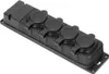 A black electrical power strip with four covered outlets, mounted on a flat surface. Anteprima dell’immagine prodotto