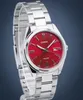 A close-up studio shot of a Casio watch with a red dial and stainless steel band. Anteprima dell’immagine prodotto