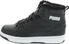 A side view of a black Puma sneaker with white accents and a white sole. Produktbild-Vorschau