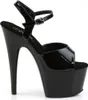 A black high-heeled sandal with a platform sole and ankle strap. Náhled obrázku produktu