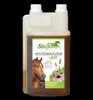 A bottle of Stiefel Hustenkräutersaft for horses, with a label featuring a horse's head and herbal illustrations. Produktbild-Vorschau