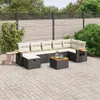 vidaXL 8-tlg. Garten-Sofagarnitur mit Kissen Schwarz Poly Produktbild-Vorschau 2