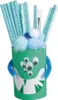 A craft supply organizer shaped like a monster, filled with colorful straws and pom-poms. Produktbild-Vorschau