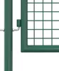 A close-up view of a green metal gate hinge mechanism. Voir les images du produit