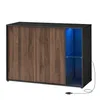 A modern sideboard with a wood-grain finish and blue LED lighting. Náhled obrázku produktu
