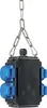 A black power distribution box with blue outlets, suspended by a metal chain. Anteprima dell’immagine prodotto