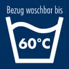 A graphic showing a washing symbol with text indicating washing instructions. Produktbild-Vorschau