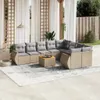 10-tlg. Garten-Sofagarnitur mit Kissen Beige Poly Rattan Produktbild-Vorschau 2