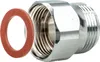 A metal adapter fitting and a red washer are shown against a white background. Produktbild-Vorschau