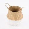 Korb aus Seegras mit Farbabsatz natur weiß 20x21,5cm Produktbild-Vorschau 2