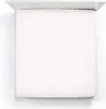 A top-down view of a white fitted sheet on a bed frame. Produktbild-Vorschau