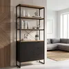 FineBuy Bücherregal MDF Metall 180cm Eiche Nachbildung Produktbild-Vorschau 1