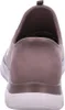 The back view of a brown slip-on shoe with a white sole. Produktbild-Vorschau