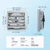 Diagram and specification sheet for a ventilation fan. Voir les images du produit