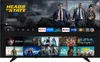 A television screen displaying a streaming service interface with movie and TV show posters. Produktbild-Vorschau