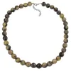 Kette Perlen 12mm Perle Kunststoff oliv-schwarz-marmor 50cm Produktbild-Vorschau 1