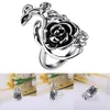 Gothic Damen Rose Flower Vine Legierung Emaille Fingerring Produktbild-Vorschau 3