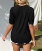 Damen-T-Shirt mit V-Ausschnitt – Lässige Puffärmel, locker Produktbild-Vorschau 3