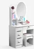 Coiffeuse avec miroir rond et tabouret pour la chambre Voir les images du produit 4