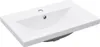 A white ceramic sink with a faucet hole and a drain hole, shown from a slightly elevated angle against a white background. Produktbild-Vorschau