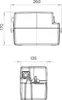 Technical drawing with dimensions of a condensate pump. Anteprima dell’immagine prodotto