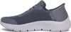 Side view of a blue Skechers slip-on shoe with a white sole. Produktbild-Vorschau