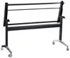 A black and chrome metal table frame with wheels, shown against a white background. Voir les images du produit