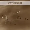 A close-up of a brown fabric with water droplets on it, indicating its waterproof feature. The word "WATERPROOF" is visible at the top. Voir les images du produit