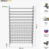A diagram showing the dimensions and features of a metal shelving unit. Anteprima dell’immagine prodotto