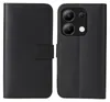 A black flip-style phone case is shown open, displaying the inside and the back of the phone it is designed for. Produktbild-Vorschau